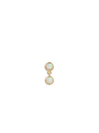 Double Opal Bezel Drop Yellow Gold Stud