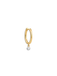 Single Diamond Drop Yellow Gold Hoop