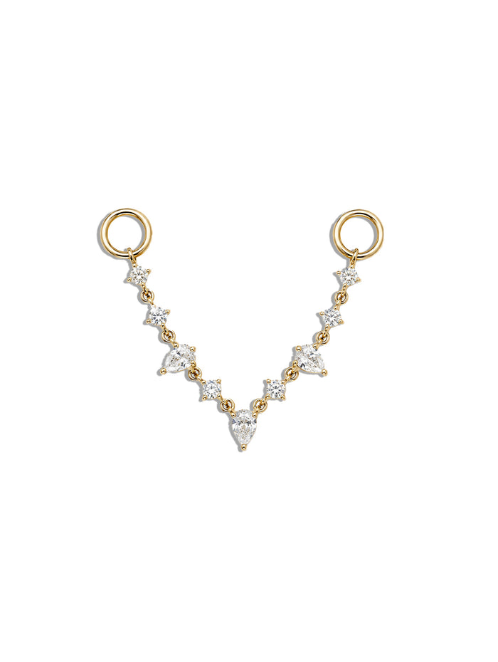 Round and Pear Diamond Yellow Gold Chain