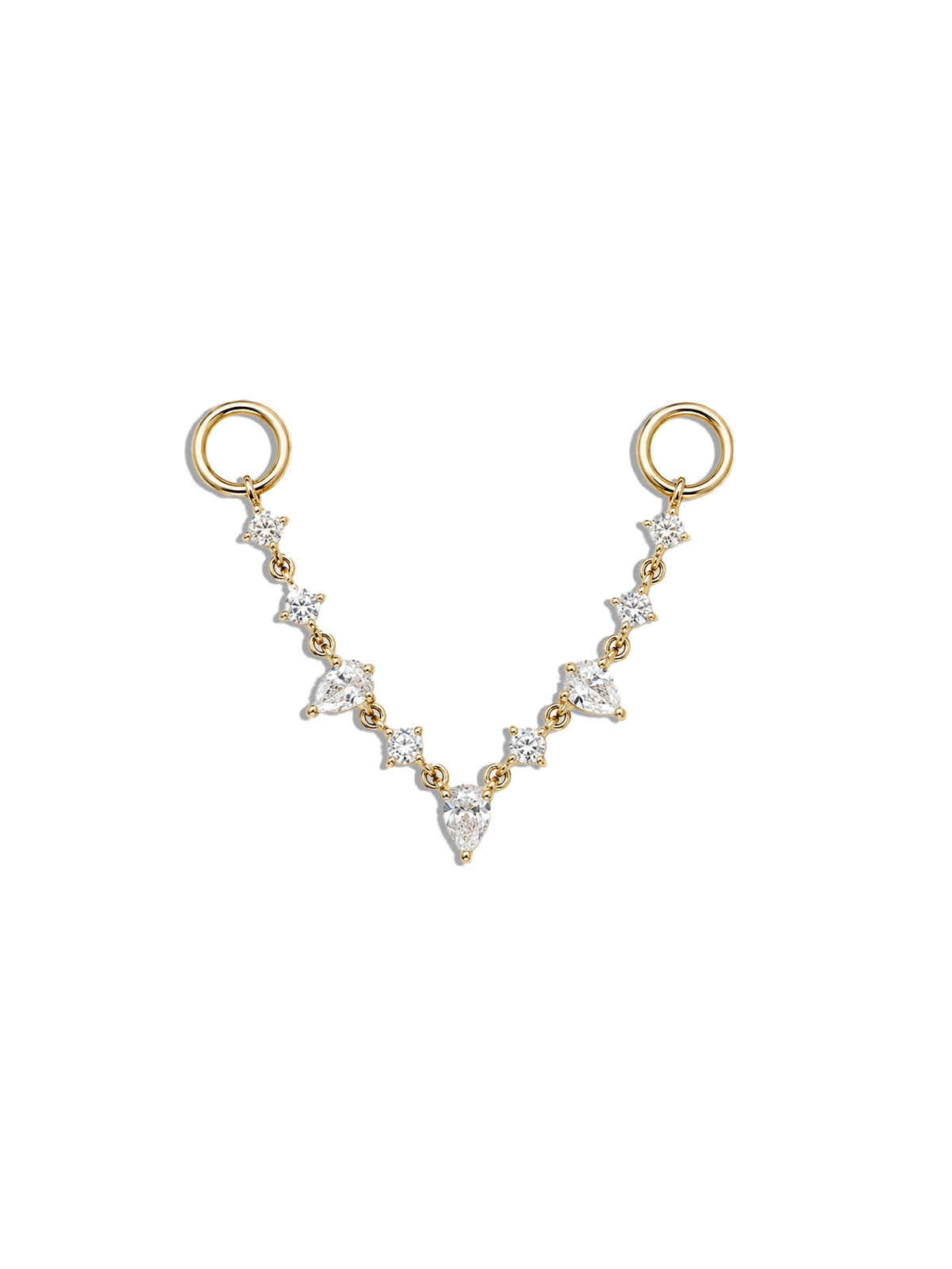 Round and Pear Diamond Yellow Gold Chain