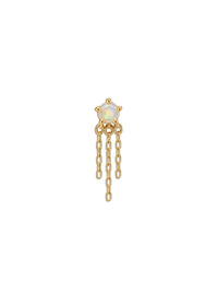 Opal Three Chain Yellow Gold Stud