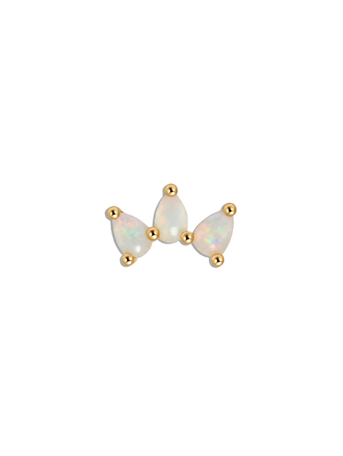 Three Pear Opal Yellow Gold Stud
