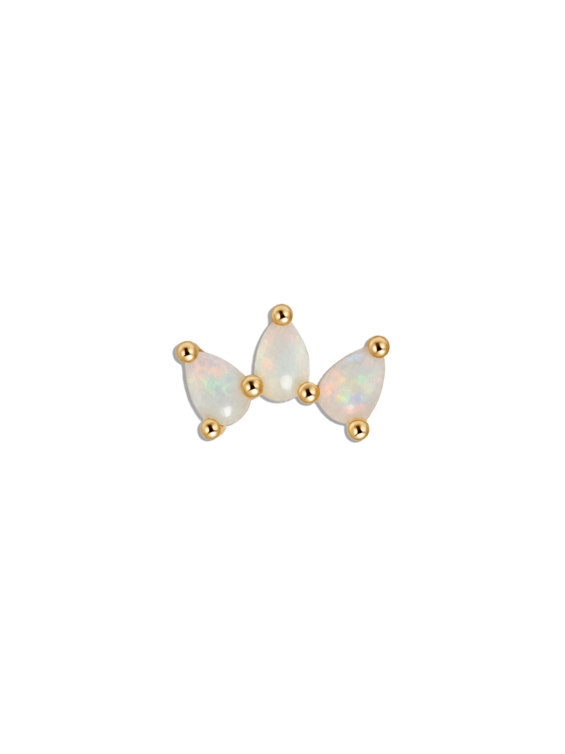 Three Pear Opal Yellow Gold Stud