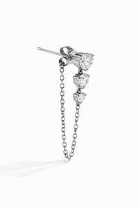 3 Graduated Lab Diamond White Gold Chain Earring