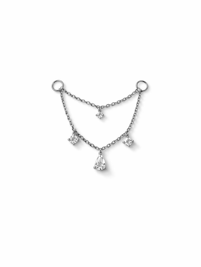 4 Lab Diamond Double White Gold Connector Chain
