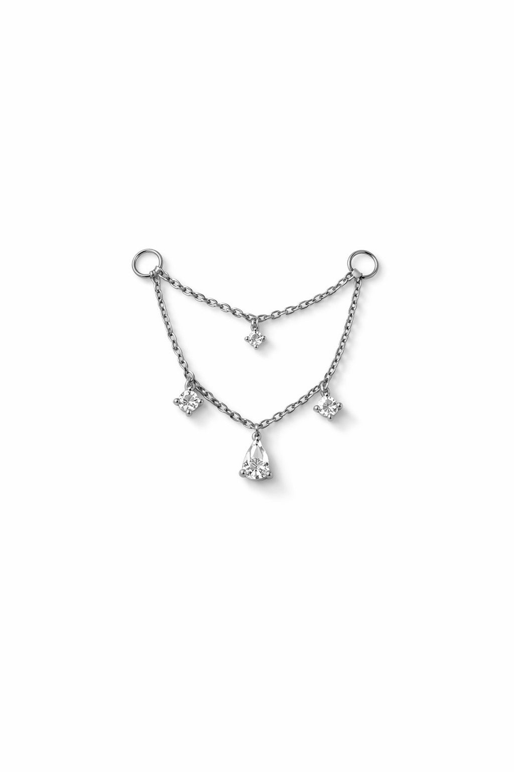 4 Lab Diamond Double White Gold Connector Chain