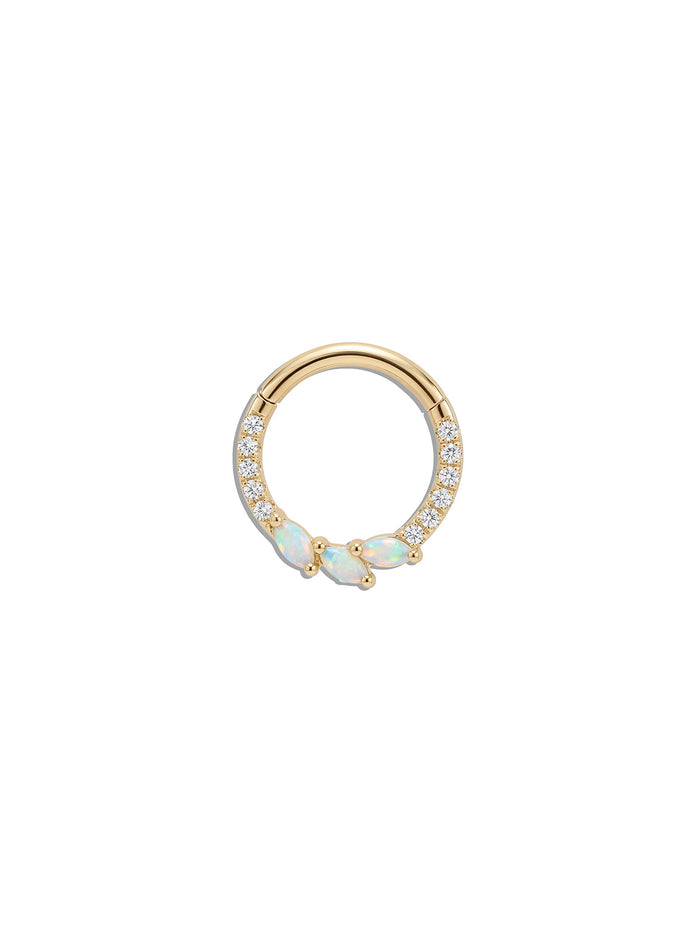 3 Opal & Diamond Front Facing Clicker Hoop