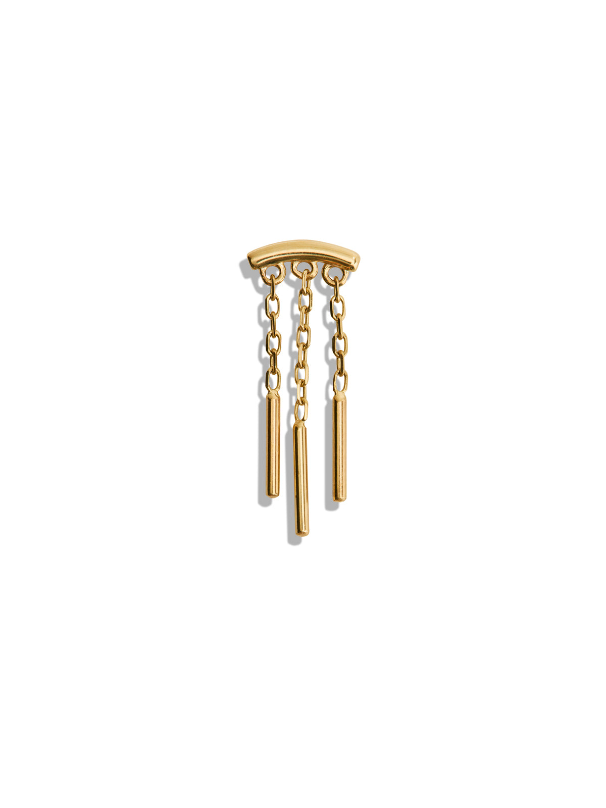 Triple Wind Chime Yellow Gold Bar End Stud