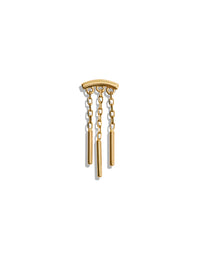 Triple Wind Chime Yellow Gold Bar End Stud