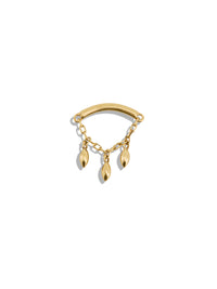 Dripping Marquise Yellow Gold Bar End Stud