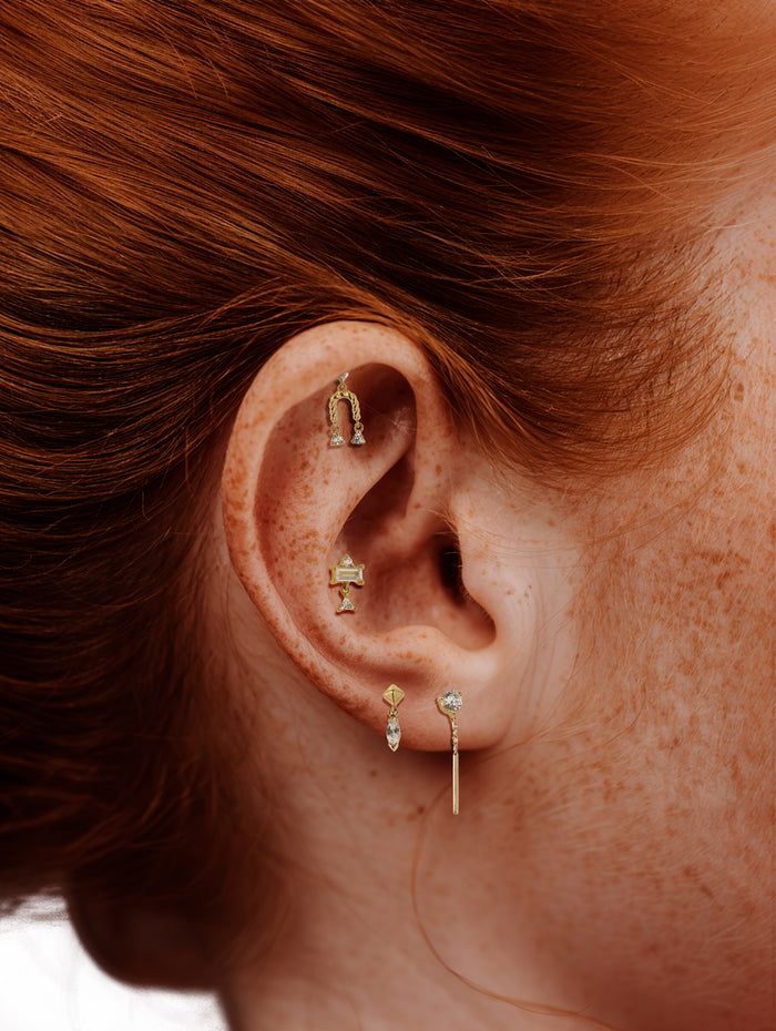 Tease CZ Yellow Gold Threadless Stud