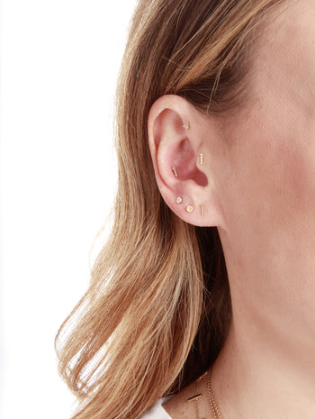 Diamond Bolt White Gold Threadless Single Stud Earring