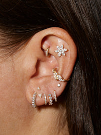 8mm Diamond Cluster Yellow Gold Hoop
