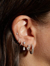 8mm Diamond Cluster Yellow Gold Hoop