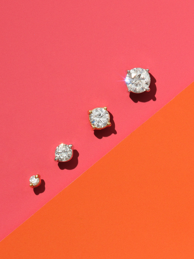 Tiny Diamond Yellow Gold Single Stud