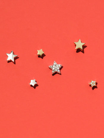 Teeny Star Motif White Gold Single Stud