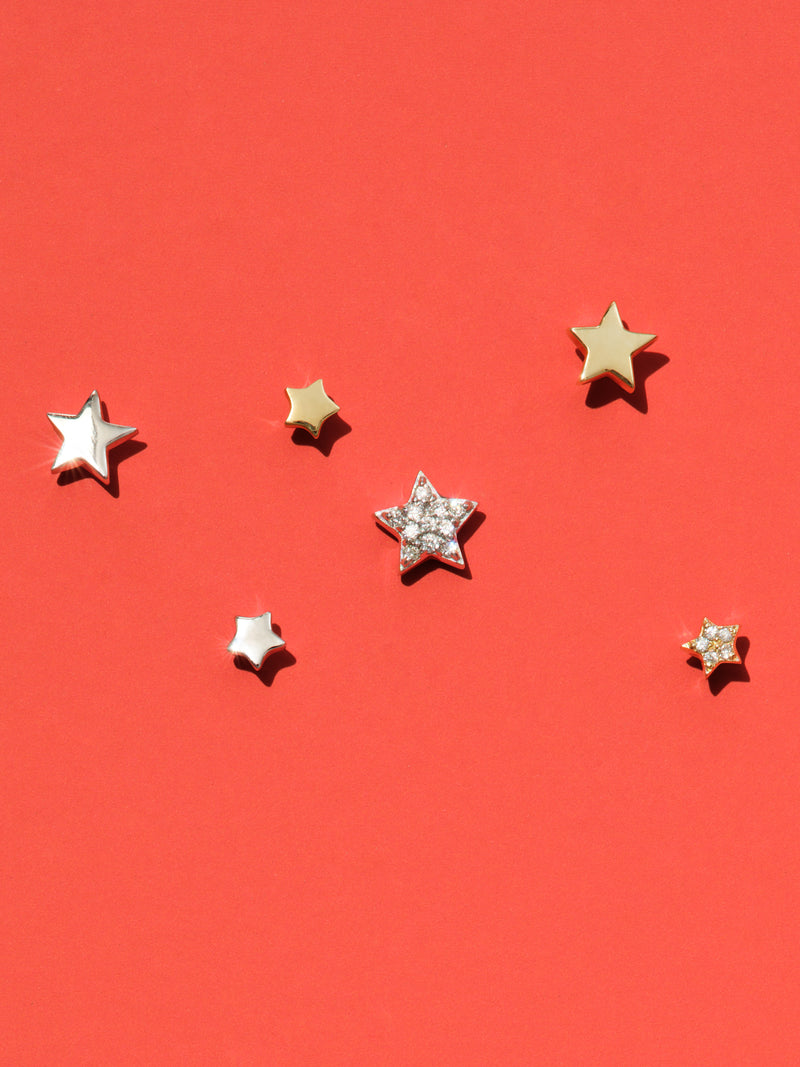 Pavé Star Motif Yellow Gold Stud