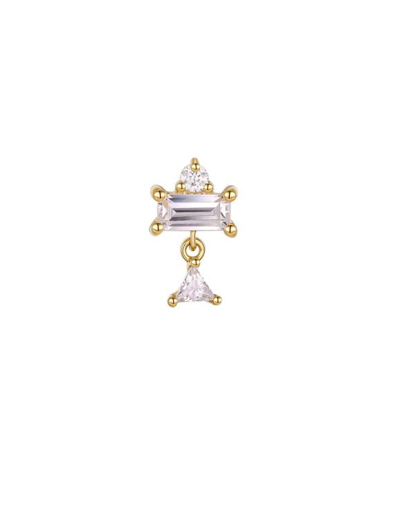 Allure CZ Yellow Gold Threadless Stud