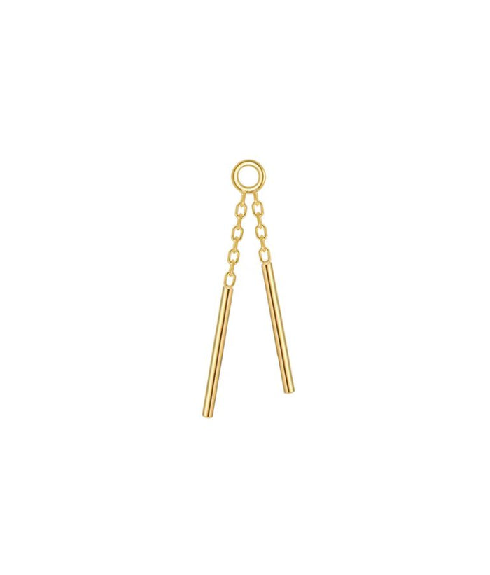 Double Bar Wind Chime Yellow Gold Charm