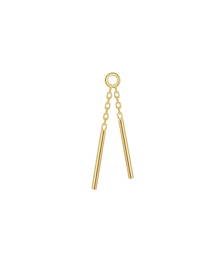 Double Bar Wind Chime Yellow Gold Charm