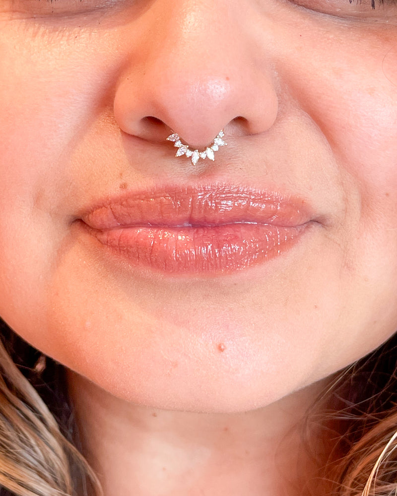 Marquise & Round Diamond Front White Gold Hinge Clicker Hoop Wildlike