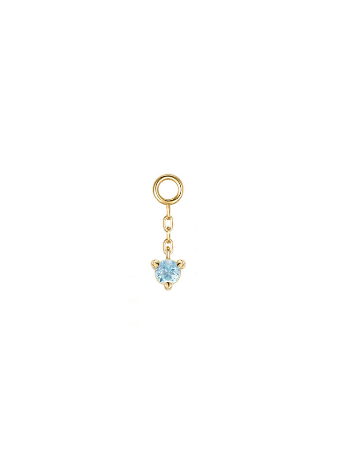 Blue Topaz Gia On Chain Yellow Gold Charm