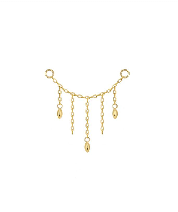 Yellow Gold Hera Chain With 3 Marquise Beads