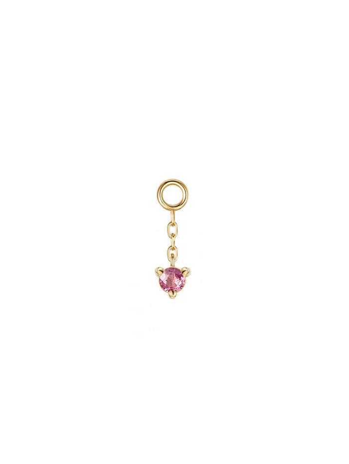 Pink Sapphire Gia On Chain Yellow Gold Charm