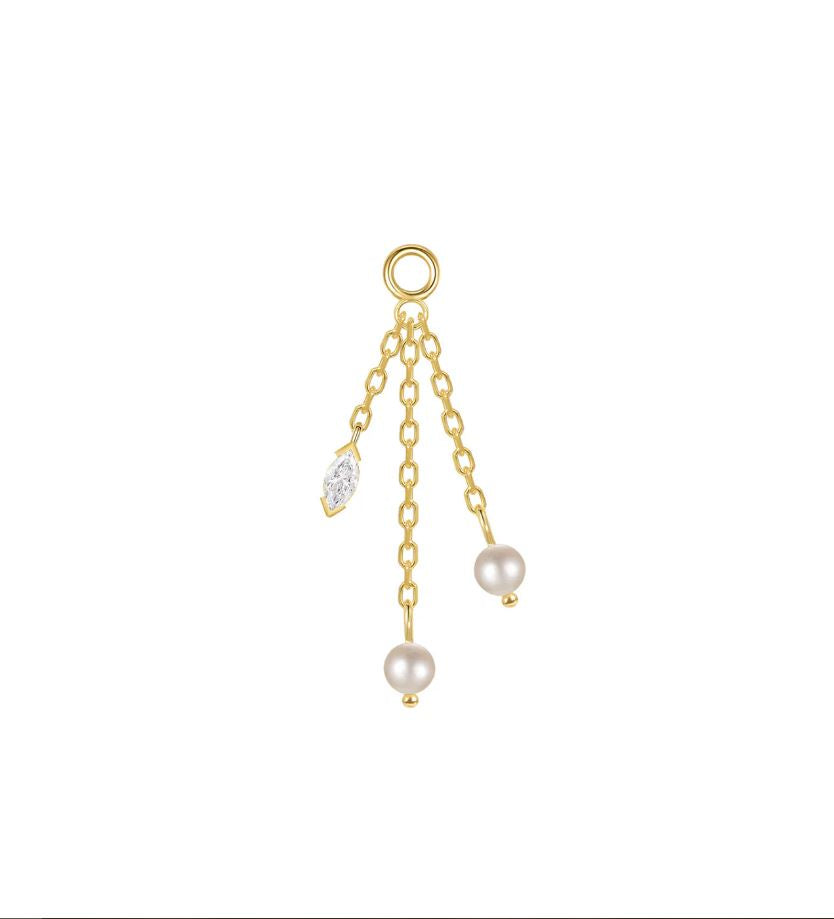 Sada Pearl & Diamond Yellow Gold Charm