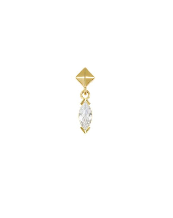 Snatched CZ Yellow Gold Threadless Stud