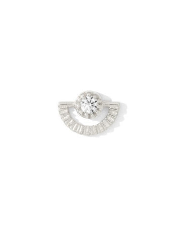 Diamond Sun Rays Pin White Gold Stud