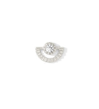 Diamond Sun Rays Pin White Gold Stud