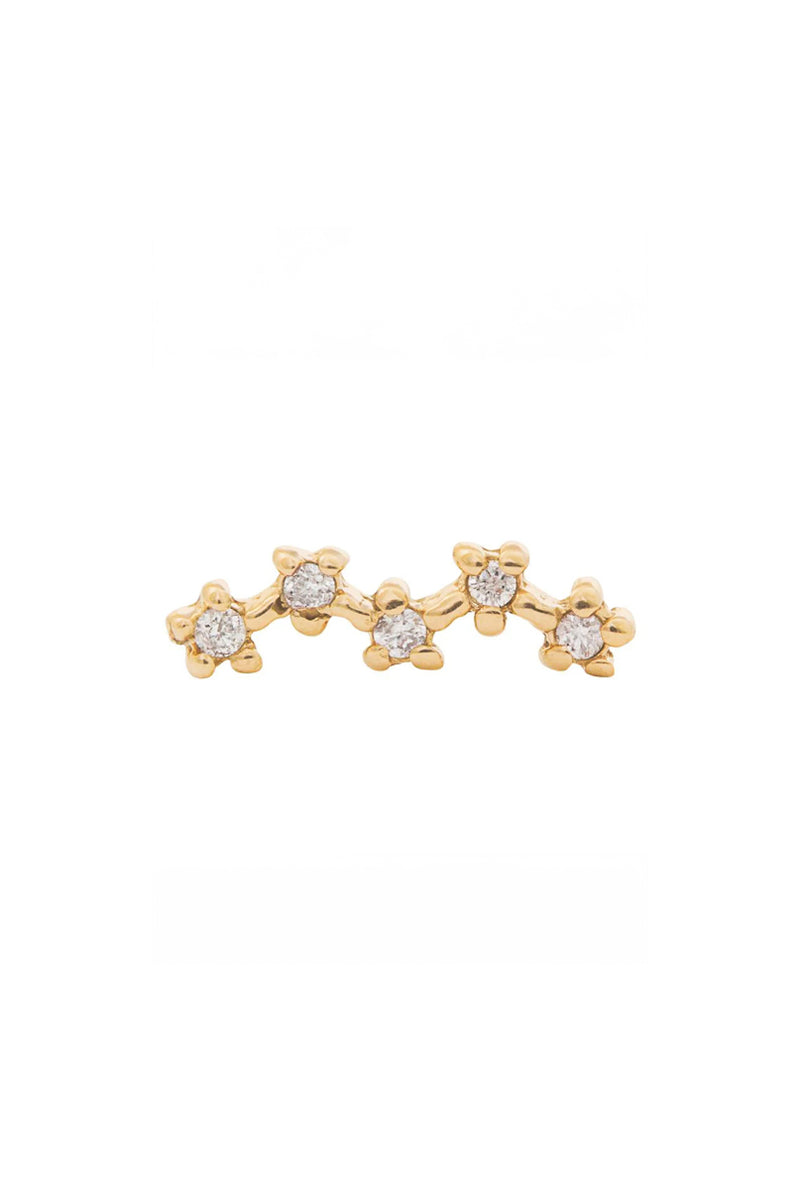 Stardust CZ Yellow Gold Threadless Pin Stud