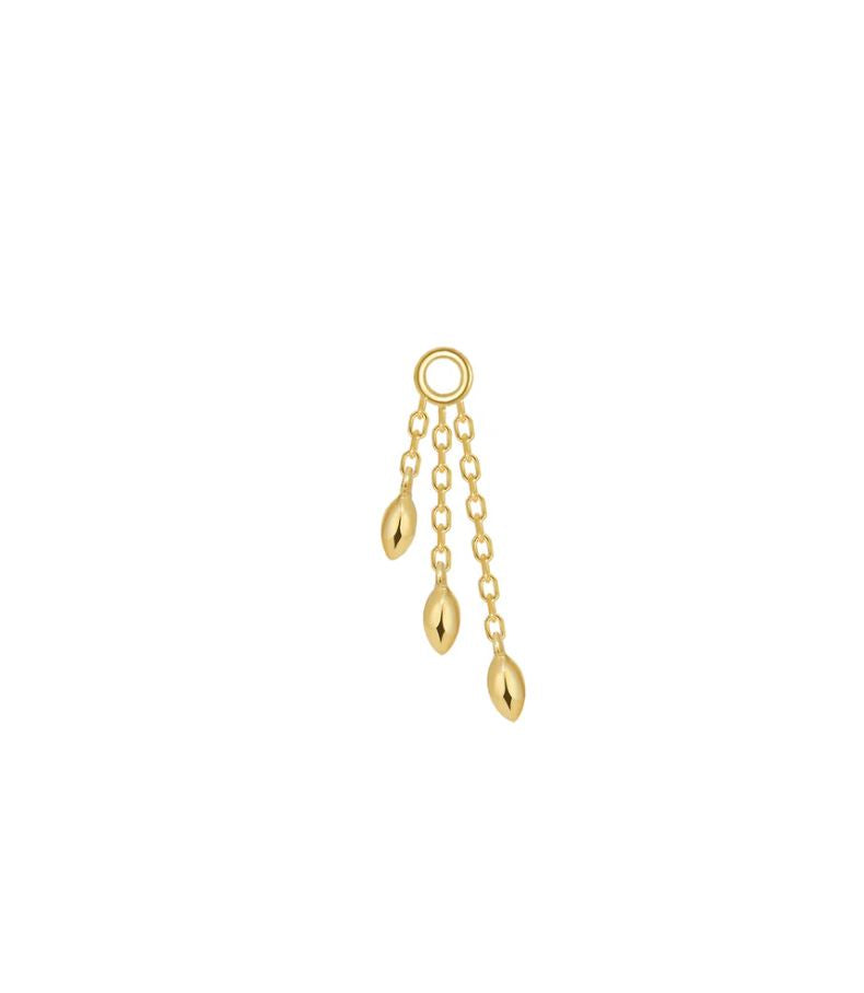 Triple Marquise Bead Drop Yellow Gold Charm