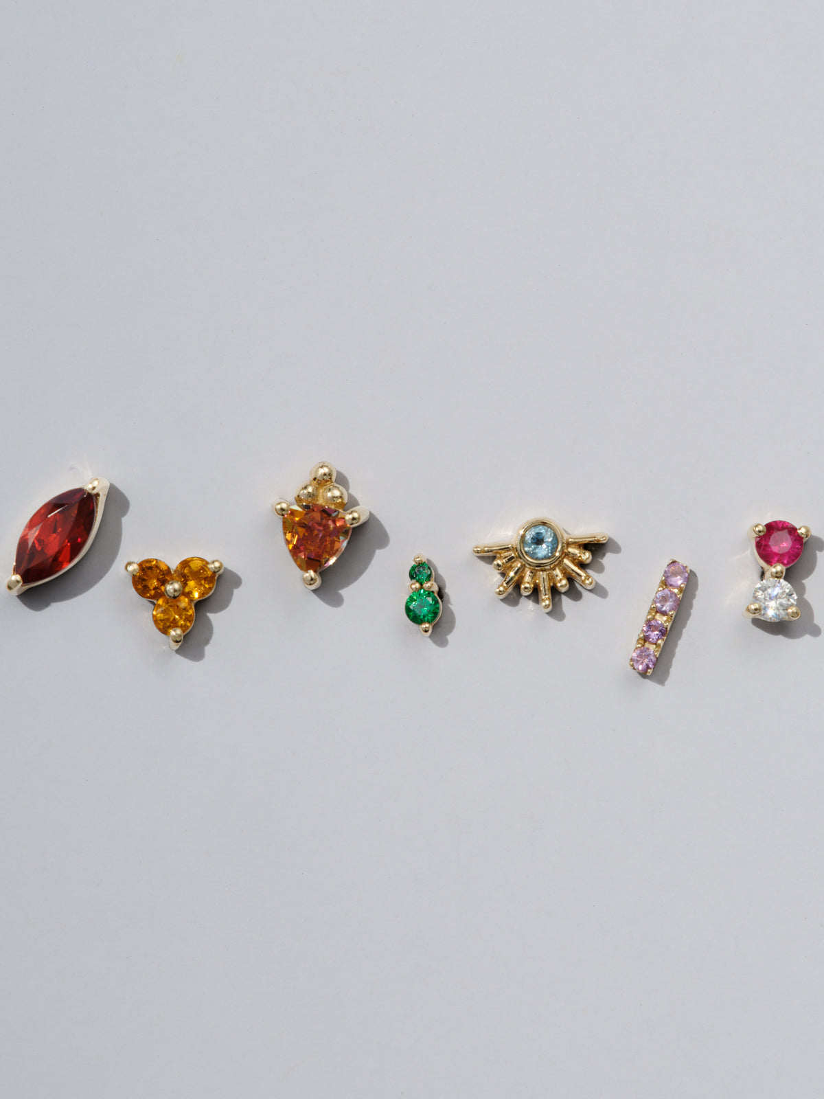 Ruby and Diamond Yellow Gold Stud
