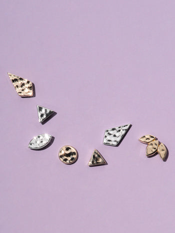 Hammered Triangle White Gold Stud