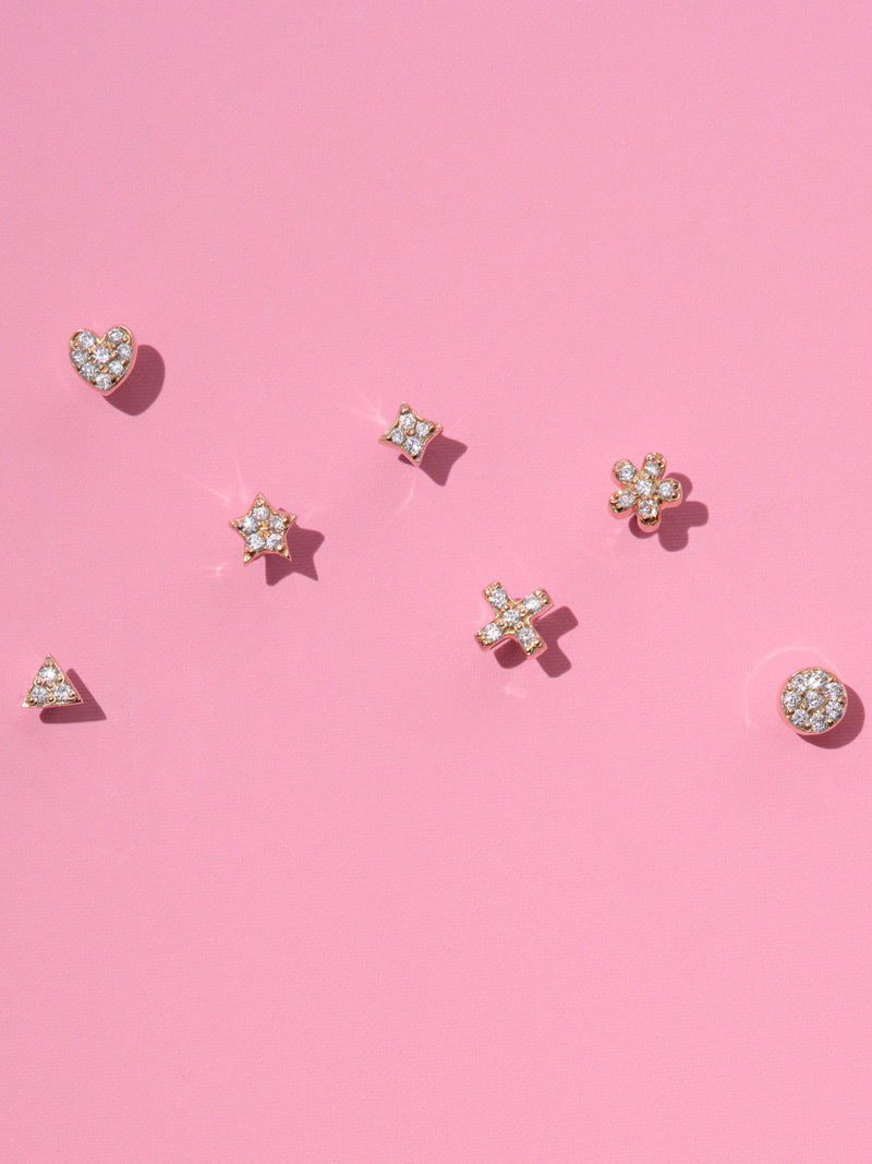 Pavé Teeny Triangle Motif Stud