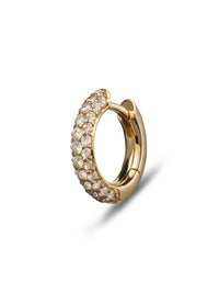 Three Row Diamond Yellow Gold Hoop