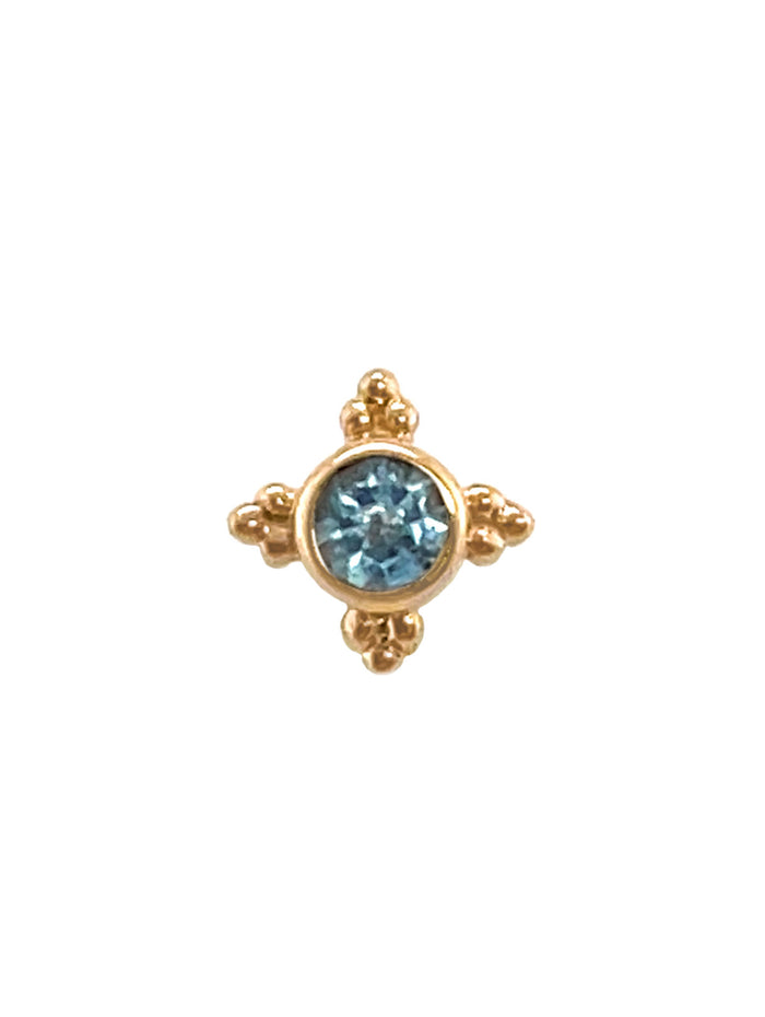 Aquamarine Mini Kandy Pin Yellow Gold Stud