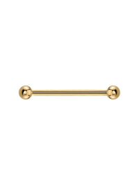 3/4" Yellow Gold Straight Barbell With Threaded Beads