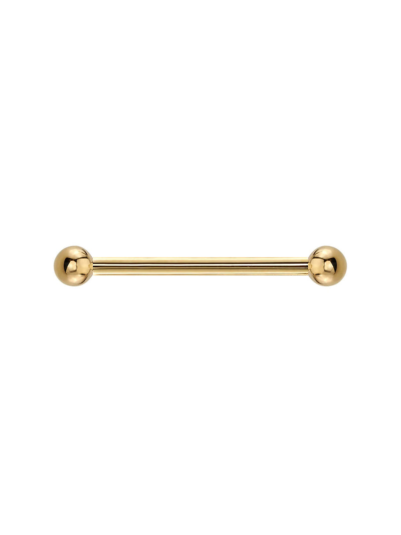 3/4" Yellow Gold Straight Barbell With Threaded Beads