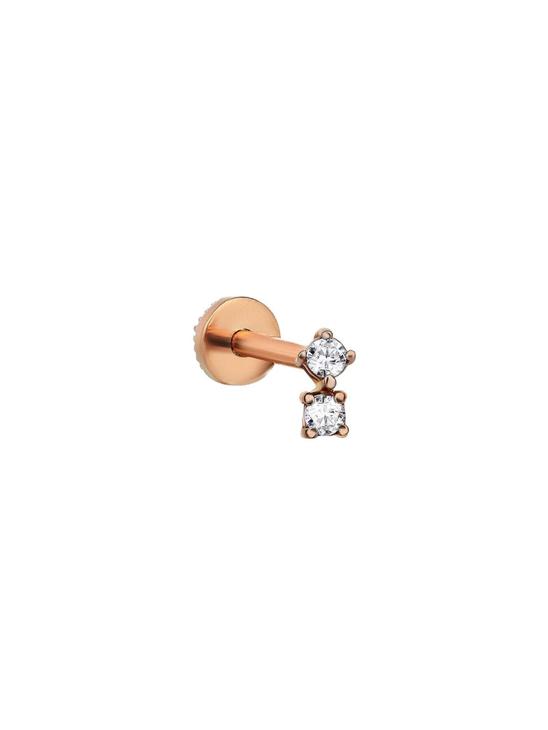 Lightbeam Dual Rose Gold Single Stud Earring