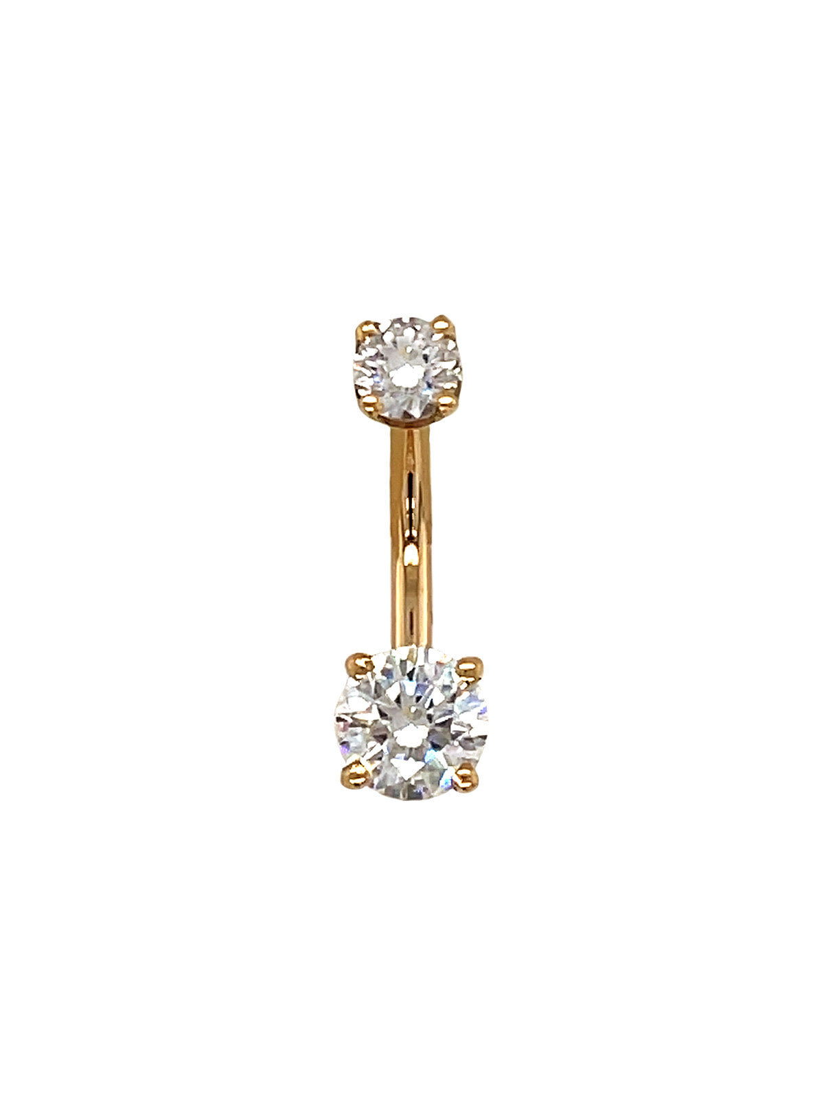 7/16" 4 Prong Round CZ Yellow Gold Curved Barbell