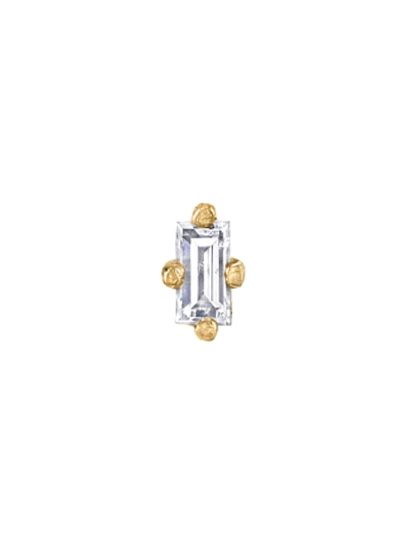 Mini Diamond Baguette Yellow Gold Stud