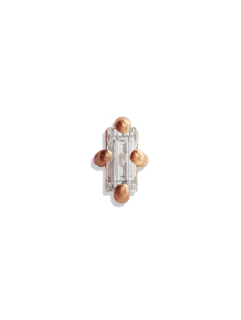 Mini Diamond Baguette Rose Gold Stud