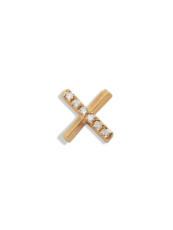 Pavé X Yellow Gold Stud