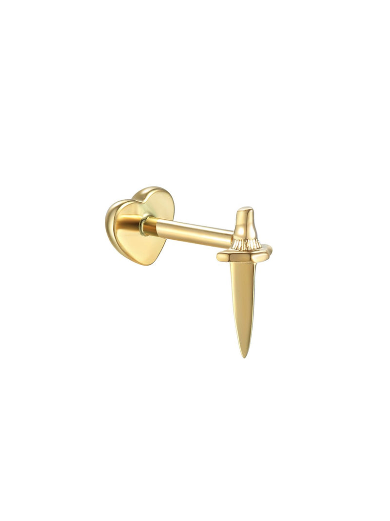 Dagger Yellow Gold Threaded Stud