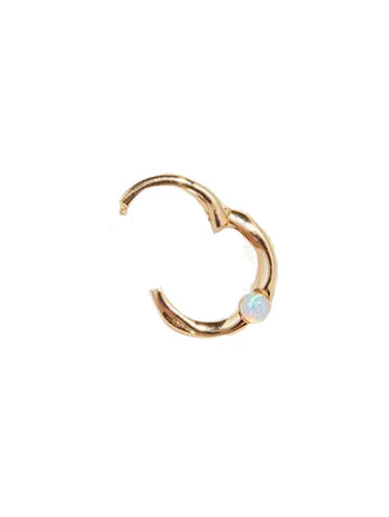 6mm Floating Opal Yellow Gold Clicker Single Hoop Earring