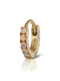 Opal Eternity Single Hoop Earring - Yellow Gold