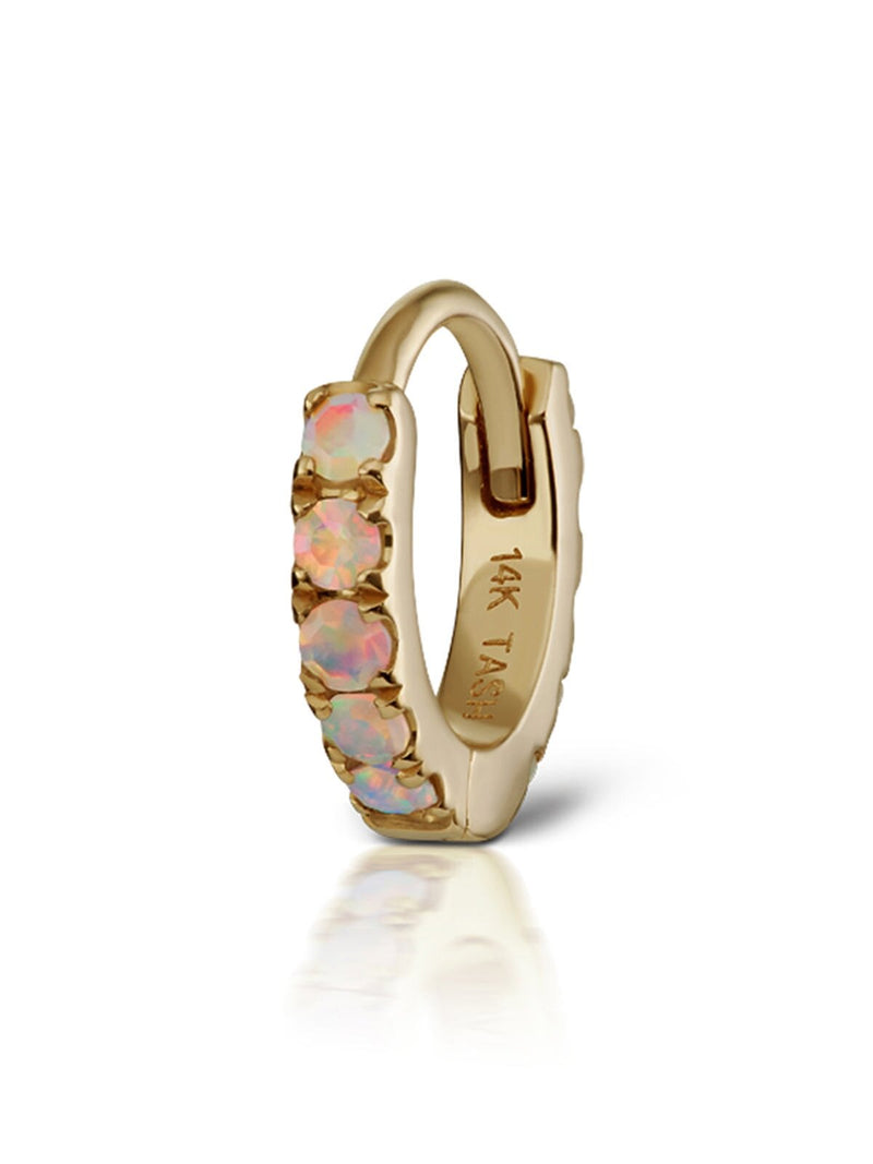 Opal Eternity Single Hoop Earring - Yellow Gold